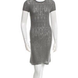 Open knit short sleeve sweater dress